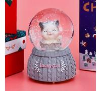 A.F.N.A.L Snow Globe with Light Gift, Crystal Musical Glitter Ball for Christmas & Birthday, 80mm Glass Water Globe Decoration, Smiling Cat Snowglobe, 3.3" x 3.3" x 4.7"