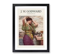 A Fair Reflection By John William Godward Exhibition Museum Painting Framed Print | A4 Black Framed Wall Art | Ready to Hang | Modern Historical Picture | Living Room Bedroom Lounge Office