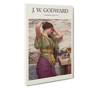 A Fair Reflection John William Godward Canvas Print | Gallery Wrapped 30mm Frame Wall Art | 30x20 inches | Ready to Hang | Contemporary Picture | Living Room Bedroom Lounge Office