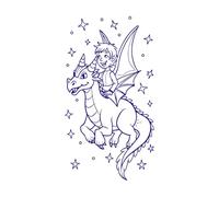 a Fairy Riding on The Back of a Small Friendly Dragon Flying Over The Enchanted Forest with Vinyl Wall Stickers 47.6x87.5cm Window Decals DarkBlue