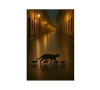 A Family of Five Artistic Cats Canvas Poster Bedroom Decor Landscape Office Room Decor Gift 24x36inch(60x90cm)