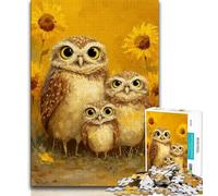 A Family of Owls Puzzles for Teenagers Teens 1000pc Puzzle,Help The Brain Exercise Addictive Toys to Cultivate Patience A Work of Art (38x26cm)