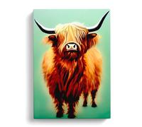 A Fantastic Highland Cow Canvas Print | Gallery Wrapped 30mm Frame Wall Art | 30x20 inches | Ready to Hang | Modern Animals Picture | Living Room Bedroom Lounge Office