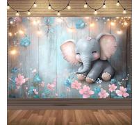 a fantastical elephant and floral decorative background cloth - featuring cute elephants pink and blue flowers 200x140CM