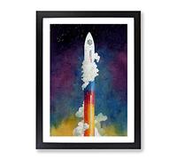 A Fascinating Spaceship Rocket Framed Print | A3 Black Framed Wall Art | Ready to Hang | Modern Nature Picture | Living Room Bedroom Lounge Office