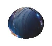 A fascinating universe Shower Caps, Reusable Shower Cap for Women, Double Laye Waterproof Hair Cap, for All Hair Lengths