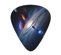 A fascinating universe the 12-piece guitar picks include three picks: thin, medium and heavy. suitable for electric, acoustic and bass guitars of all strengths