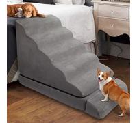 A.FATI Dog Stairs for High Beds 30-36 Inches, 6 Tier Pet Steps for Bed, 30D High Density Foam Dog Ramp, Non-Slip Doggie Ladder with Washable Cover for Small Old Dogs/Cats
