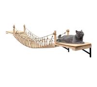 A.FATI Wall-Mounted Cat Roped Bridge Long for Indoor Cats, Cat Wall Shelves for Sleeping, Playing, Climbing, Wooden Cats Bed and Perches with Sisal Scratch Mat