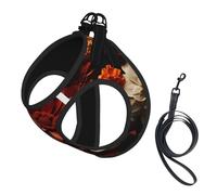 A Feast of Roses and Chrysanthemums Dog Harness - Equipped with Reflective Straps and Quick Release Buckles - Suitable for Small Cats and Dogs