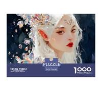 A Female Elf with White Hair 1000 Piece Sturdy Cardboard Jigsaw Puzzles Enchanted Elven Maiden Stress Releasing Creative Game Jigsaws As Home Decoration70x50cm/1000pcs