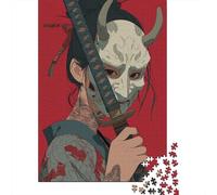 A Female Warrior Wearing A Mask Puzzle 1000 Pieces Wooden Puzzle for Adults Jigsaw Puzzles Educational Game Gifts 1000pcs (75x50cm)