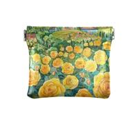 A Field Of Yellow Roses Women's Small Leather Coin Purse Cute Mini Coin Purse Pouches for Women
