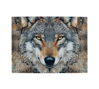 A Fierce Wolf Head Wooden Puzzle 500 Piece Jigsaw Puzzle For Adults Challenging Puzzle For Game Size 15"X20.4"