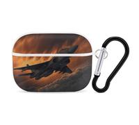 A Fighter Jet Earbuds Organizer Shockproof Protective Airpods Pro Cover with Carabiner Clip Anti Fall Carrying Earphone Case Cover for Airpods Pro 2nd Generation White