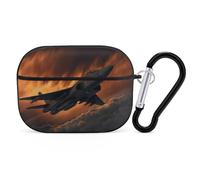 A Fighter Jet Earbuds Organizer Shockproof Protective Airpods Pro Cover with Carabiner Clip Anti Fall Carrying Earphone Case Cover for Airpods Pro 2nd Generation Black