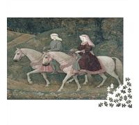 A Figure Riding A Horse in The Field, Medieval Style Jigsaw Puzzles for Adults And Kids. 1000 Pieces Whimsical Challenge Toy Educational Game Home Decor 52x38cm/1000pcs