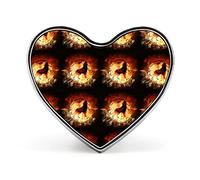 A Fire Howling Wolf Locked in a Full Moon with Flames Heart Brooch Pin, Unisex Smooth Surface Lapel Tie Pin, Lightweight Badge Jewelry Crafts Decor for Costume Accessory Men Women