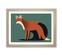 A First Rate Abstract Fox Framed Wall Art Print A2 Oak