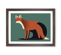 A First Rate Abstract Fox Framed Wall Art Print A2 Walnut