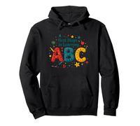 A first Steps in Learning ABC Pullover Hoodie, Adult Unisex, Black, L