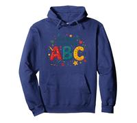 A first Steps in Learning ABC Pullover Hoodie, Adult Unisex, Navy, XL