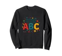 A first Steps in Learning ABC Sweatshirt, Adult Unisex, Black, S