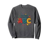 A first Steps in Learning ABC Sweatshirt, Adult Unisex, Dark Heather Grey, S