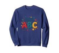A first Steps in Learning ABC Sweatshirt, Adult Unisex, Navy, S