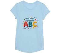 A First Steps in Learning ABC T-Shirt, Girls, Baby Blue, Medium