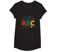 A First Steps in Learning ABC T-Shirt, Girls, Black, Large