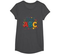 A First Steps in Learning ABC T-Shirt, Girls, Dark Heather Grey, Small