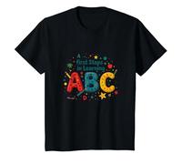 A First Steps in Learning ABC T-Shirt, Kids, Black, 2 Years