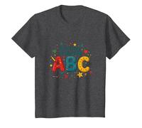 A First Steps in Learning ABC T-Shirt, Kids, Dark Heather Grey, 8 Years