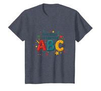 A First Steps in Learning ABC T-Shirt, Kids, Heather Blue, 8 Years
