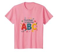 A First Steps in Learning ABC T-Shirt, Kids, Pink, 4 Years