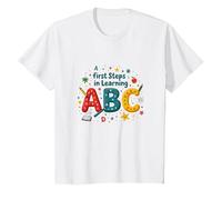 A First Steps in Learning ABC T-Shirt, Kids, White, 8 Years