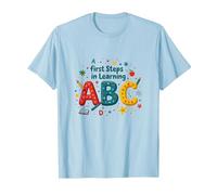 A First Steps in Learning ABC T-Shirt, Men, Baby Blue, S