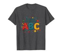 A First Steps in Learning ABC T-Shirt, Men, Dark Heather Grey, 5XL