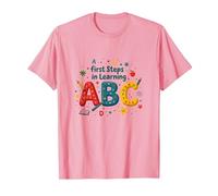 A First Steps in Learning ABC T-Shirt, Men, Pink, XXL