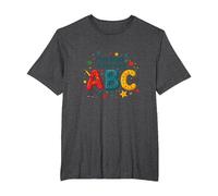 A First Steps in Learning ABC T-Shirt, Men's Big and Tall, Dark Heather Grey, 5X Tall