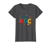 A First Steps in Learning ABC T-Shirt, Women, Dark Heather Grey, XXL
