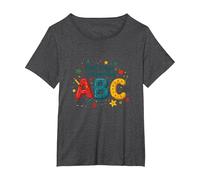 A First Steps in Learning ABC T-Shirt, Women's Plus, Dark Heather Grey, 3X