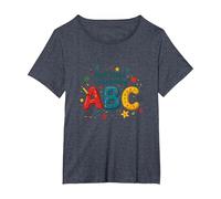 A First Steps in Learning ABC T-Shirt, Women's Plus, Heather Blue, 3X
