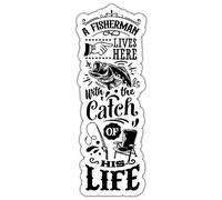 A Fisherman Lives Here with The Catch of His Life Fishing Humour Matte Vinyl Sticker - 5cm x 14.2cm