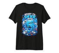 A Five Years Old Birthday Boy Ready to Dive Into 5 Design Premium T-Shirt