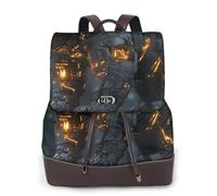 A flaming mechanical bear Ladies Travel Fashion Back Pack,Casual backpack,Print Women's leather backpack for Work