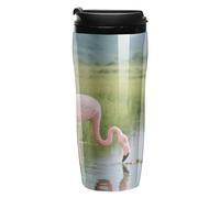 A Flamingo Drinking Water Coffee Cup Tumbler 350ml, Leak-Proof Lid & Non-Slip Base for Hot And Cold Drinks, Reusable Insulated Travel Mug for Commute, Office, Outdoor