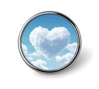 A Floating Heart Badges Decorative, Durable Aluminum Alloy Round Badge, Lightweight Button Brooch for Shirts, Jackets, Hats, Uniforms 1"