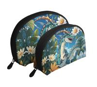 A flock of flamingos Moon Cosmetic Bag, Travel Makeup Pouch, Portable Waterproof Cosmetic Pouch for Girls Women., Cute Dinosaur, One Size